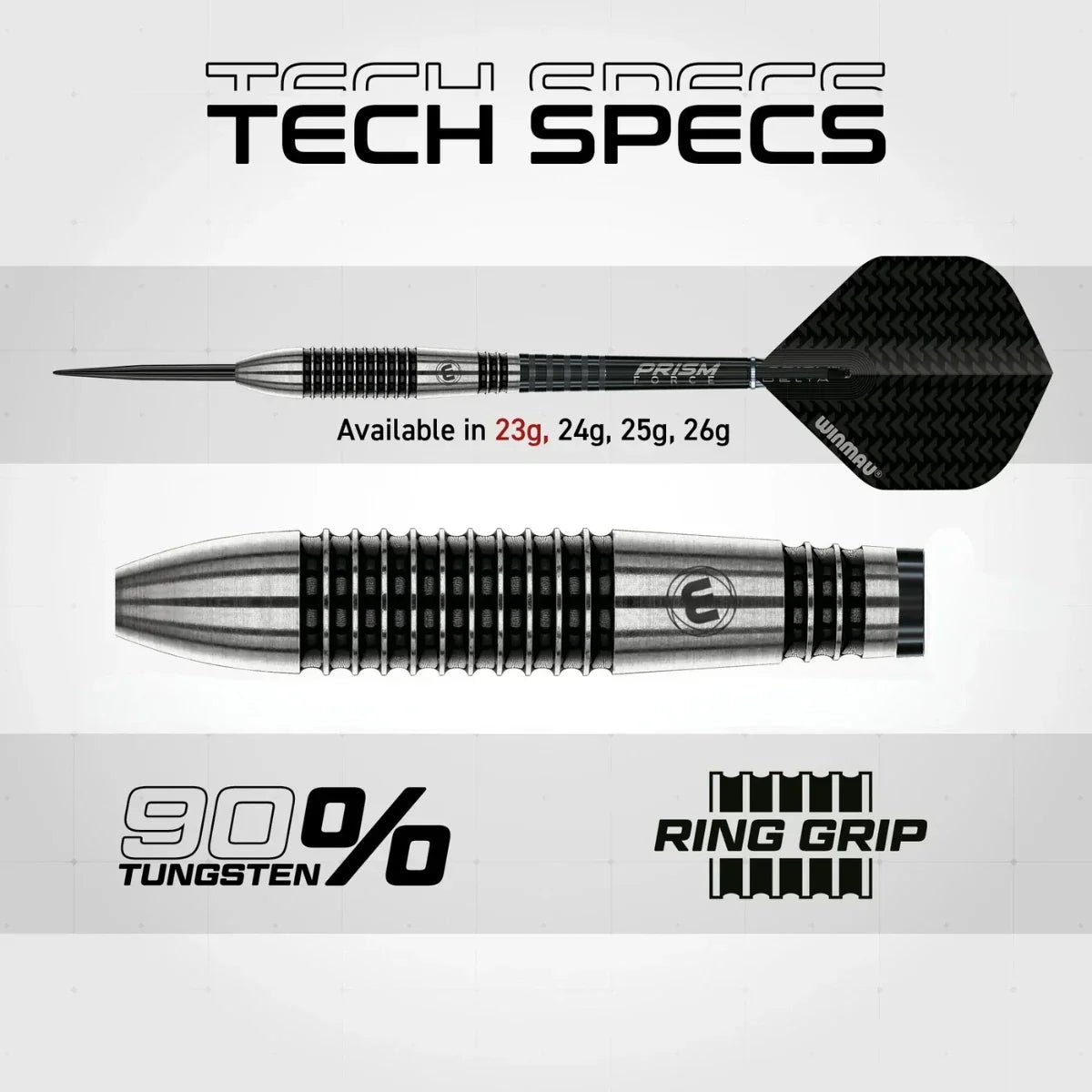 Winmau Blackout 2 Torpedo 90% Tungsten Steel Tip Darts - view 5