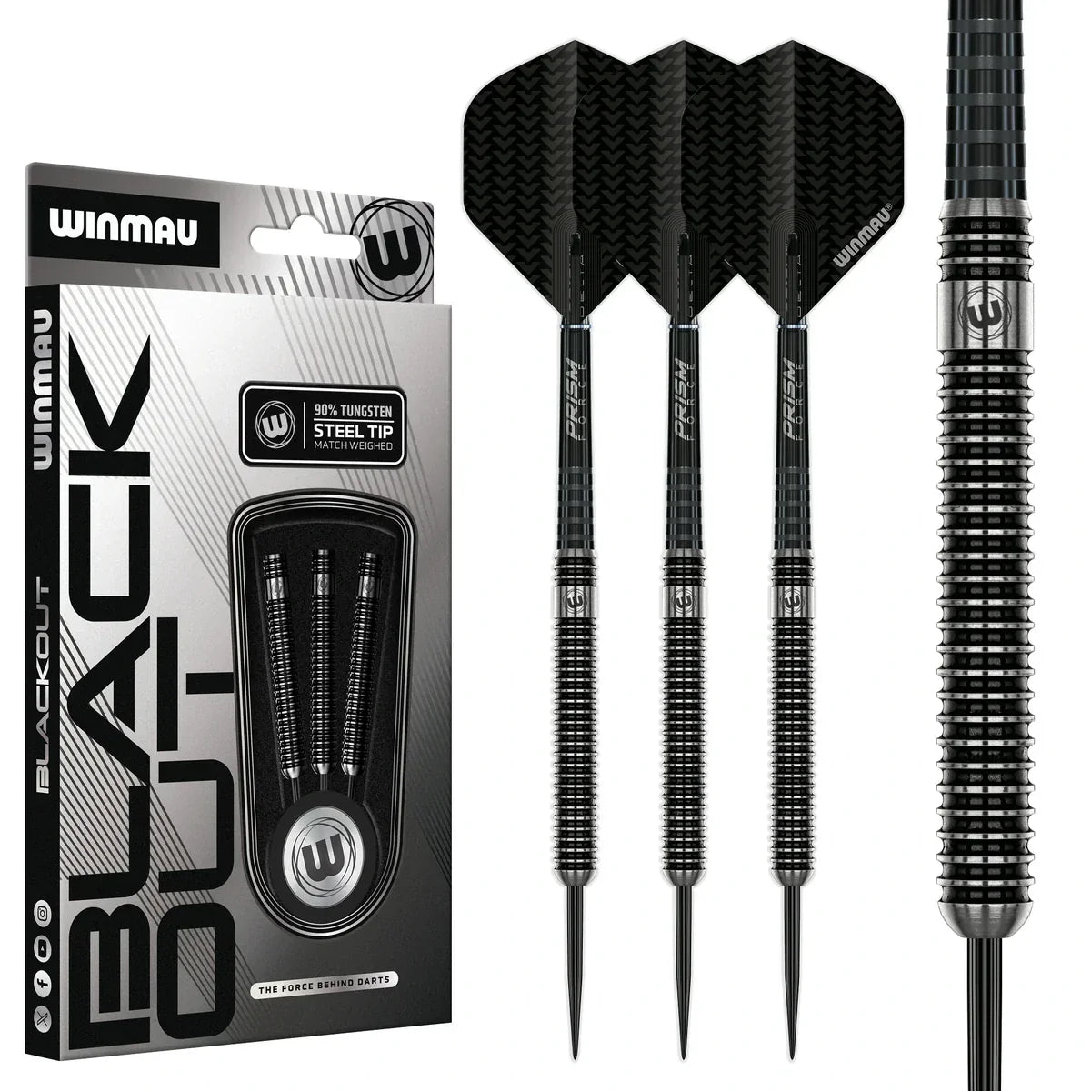 Winmau Blackout 1 Straight 90% Tungsten Steel Tip Darts