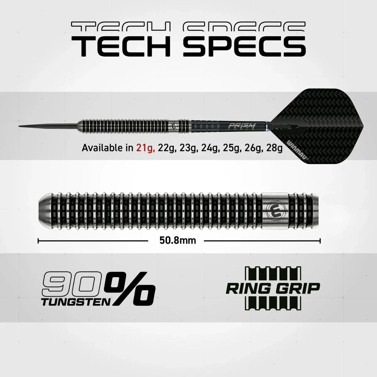 Winmau Blackout 1 Straight 90% Tungsten Steel Tip Darts - view 5