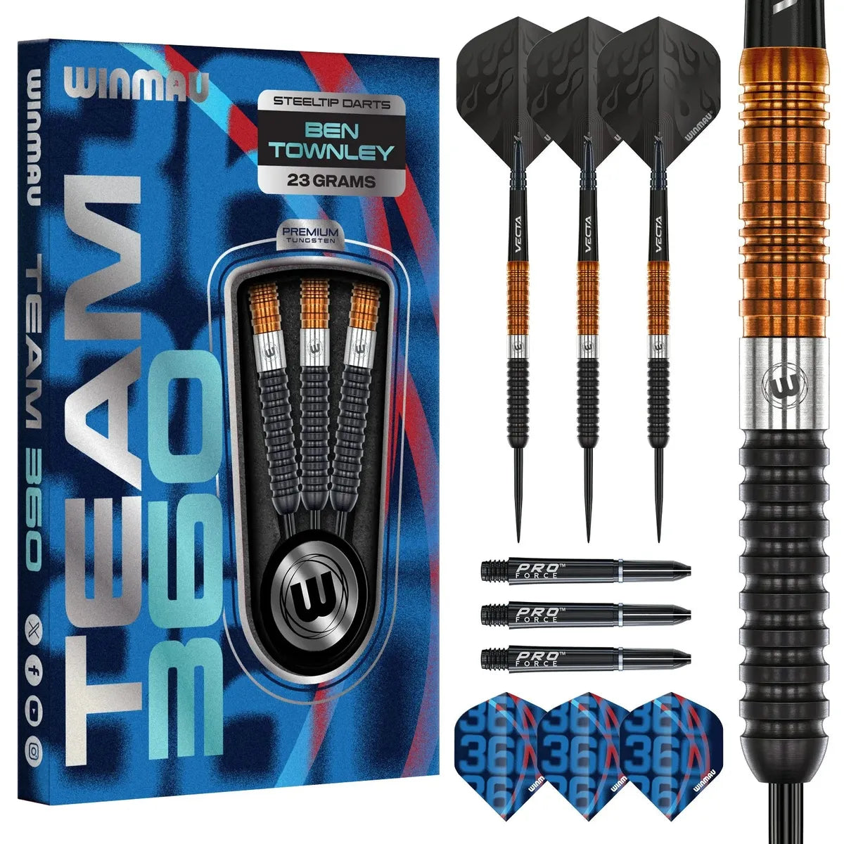 Winmau Ben Townley 90% Tungsten Steel Tip Darts
