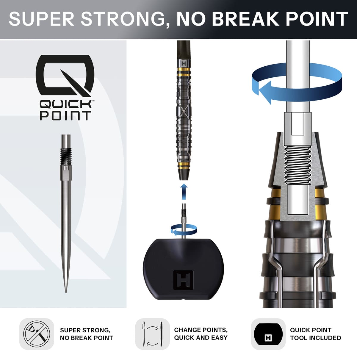 Harrows NX Luxe Tapered QP 90% Tungsten Steel Tip Darts - view 3