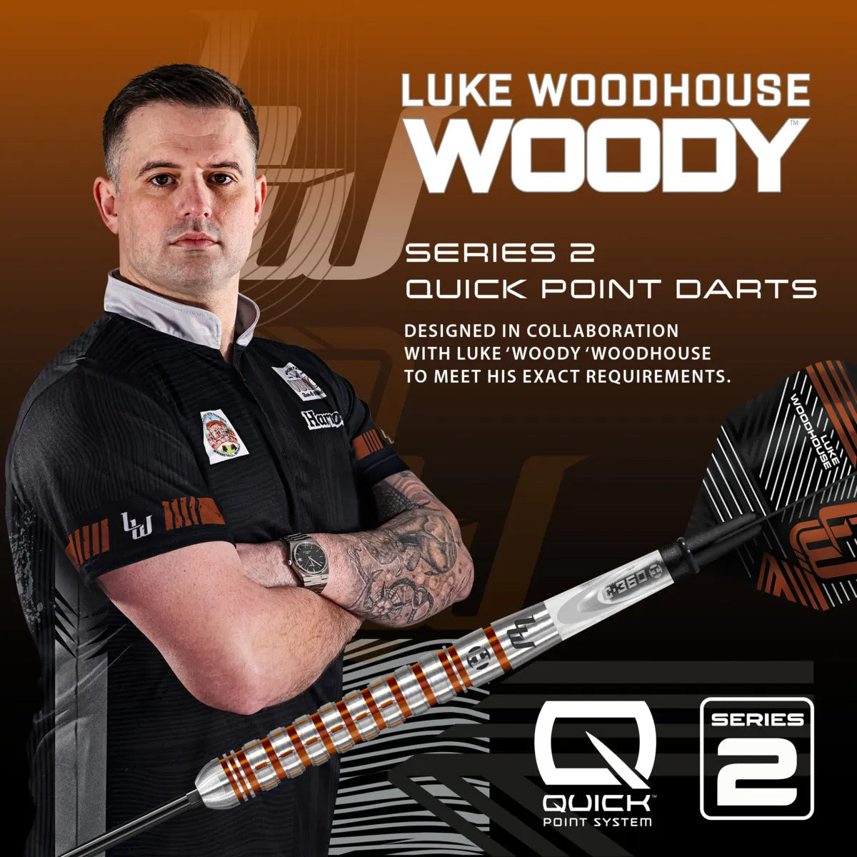 Harrows Luke Woodhouse Series 2 QP 90% Tungsten Steel Tip Darts - view 5