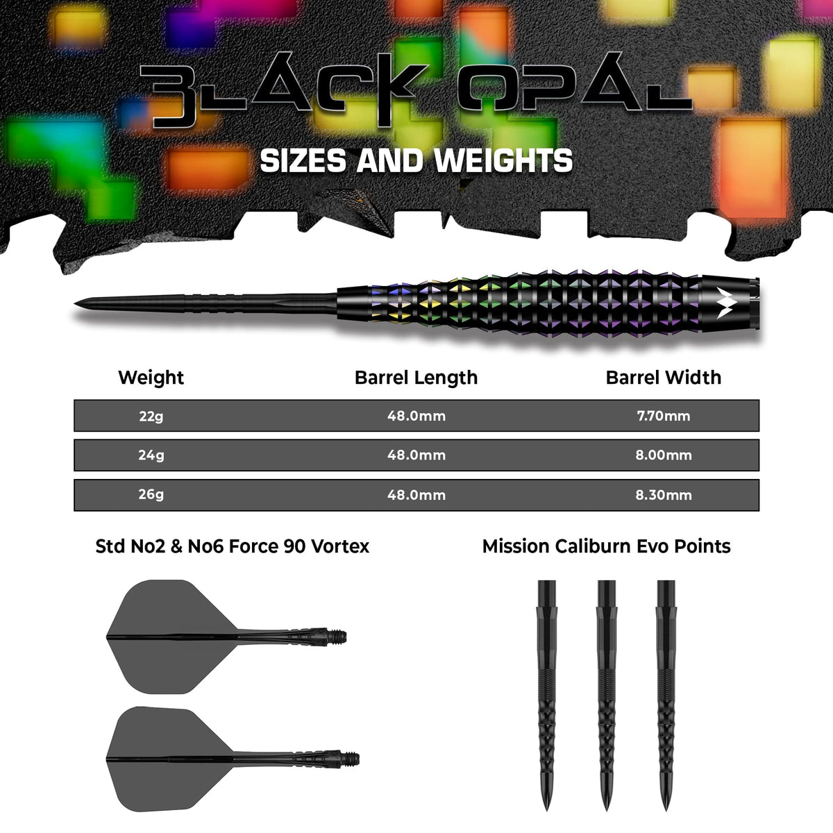 Mission Black Opal 95% Tungsten Steel Tip Darts - view 4