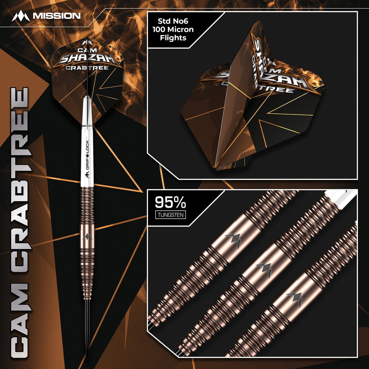 Mission Cam Crabtree V2 95% Tungsten Steel Tip Darts - view 5