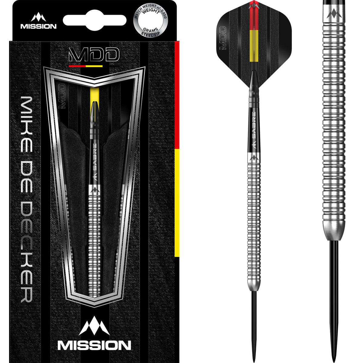 Mission Mike De Decker 95% Tungsten Steel Tip Darts - Silver