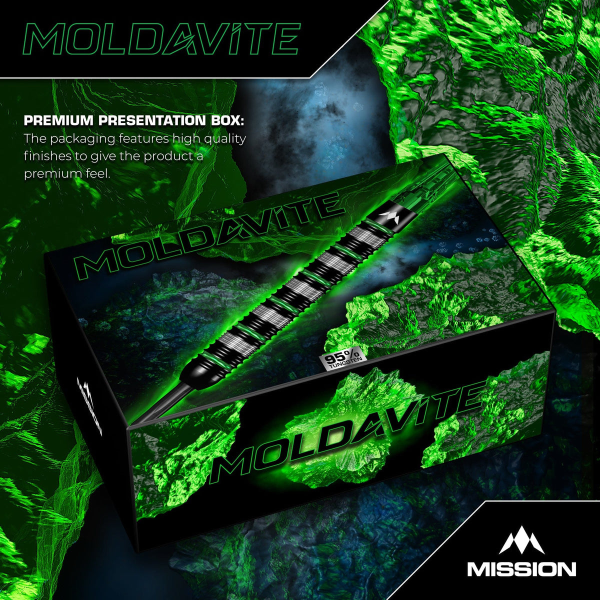 Mission Moldavite 95% Tungsten Steel Tip Darts - Black & Green - view 6