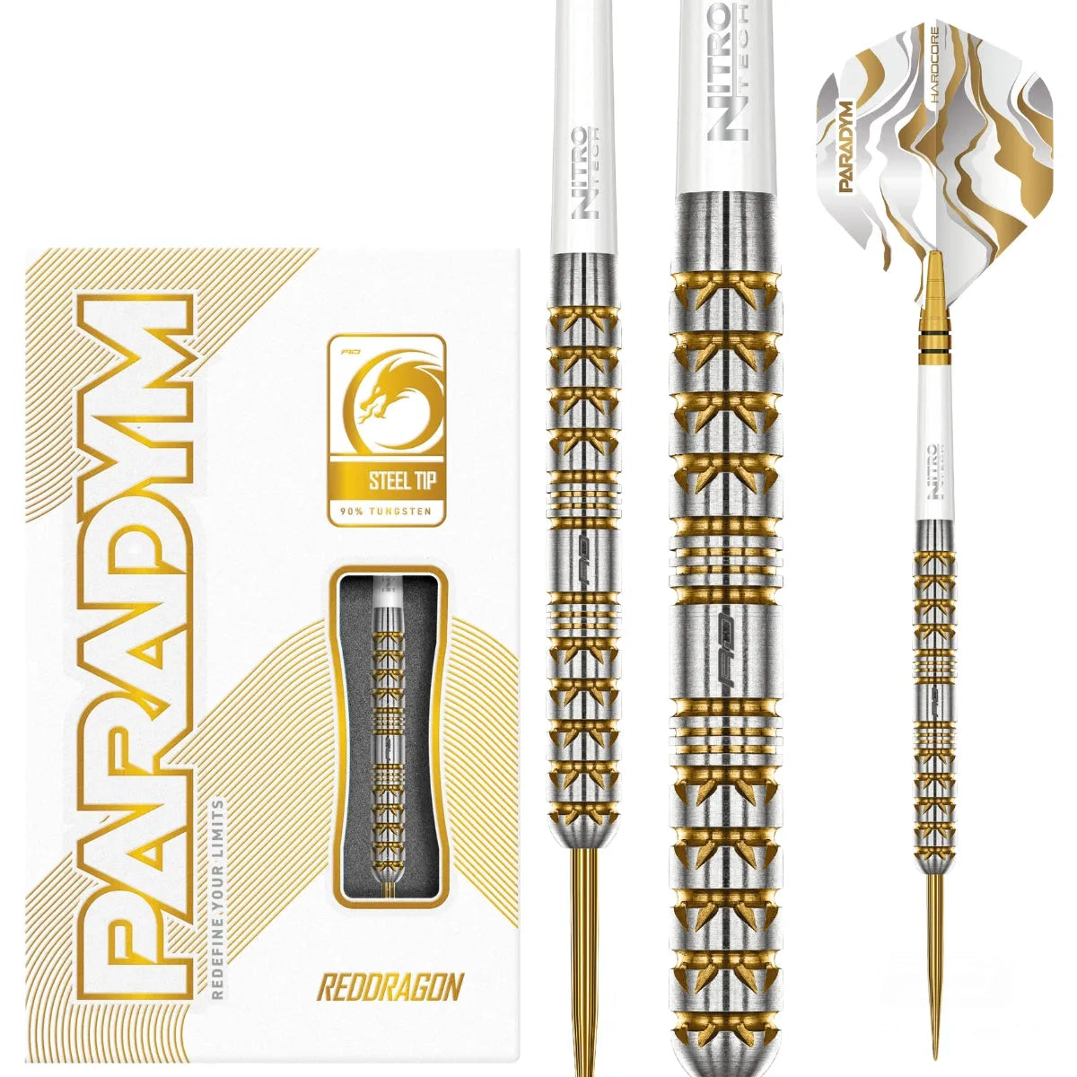 Red Dragon Paradym Gold - Parallel 90% Tungsten Steel Tip Darts