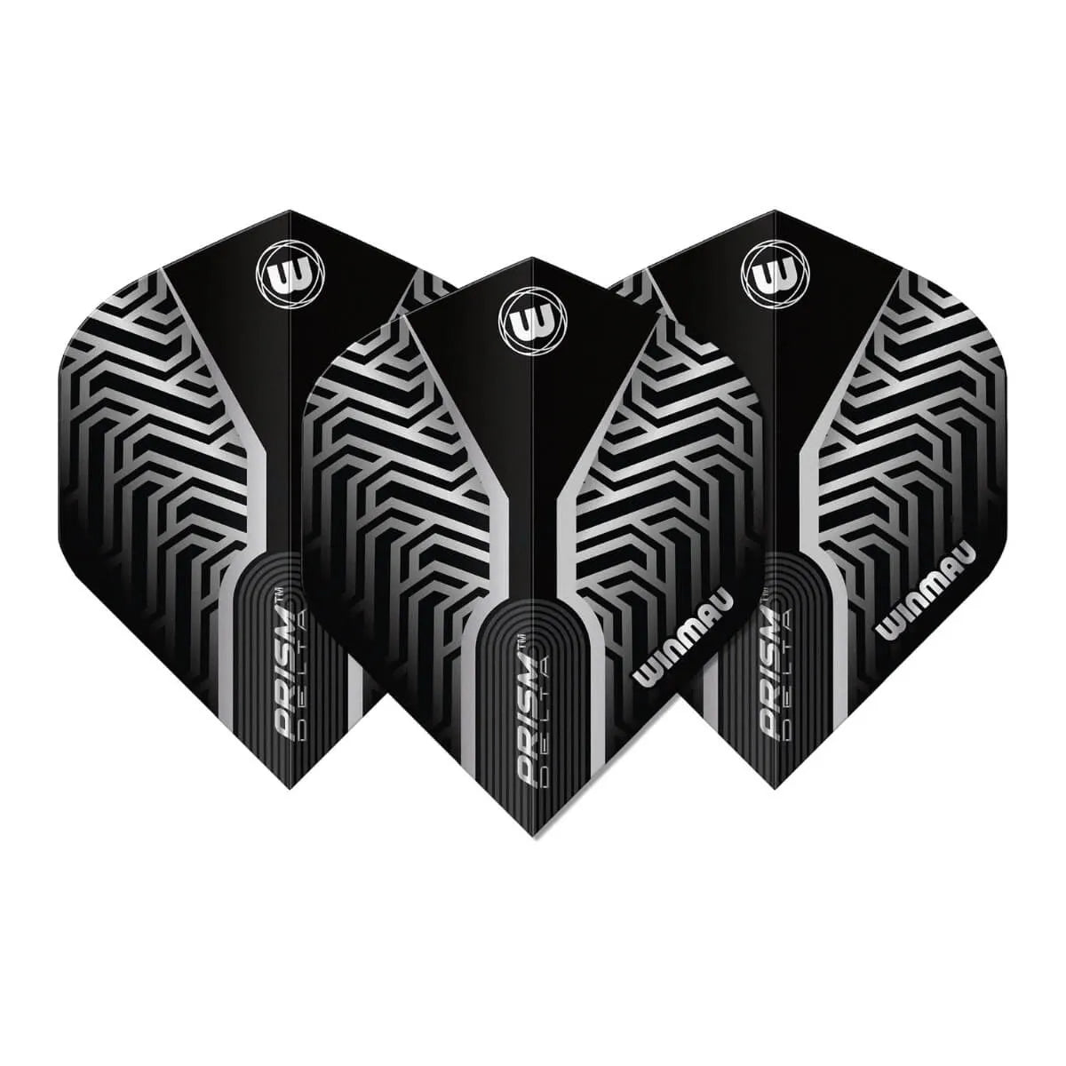 Winmau Prism Delta Metallic Black & Silver Premium Standard Dart Flights