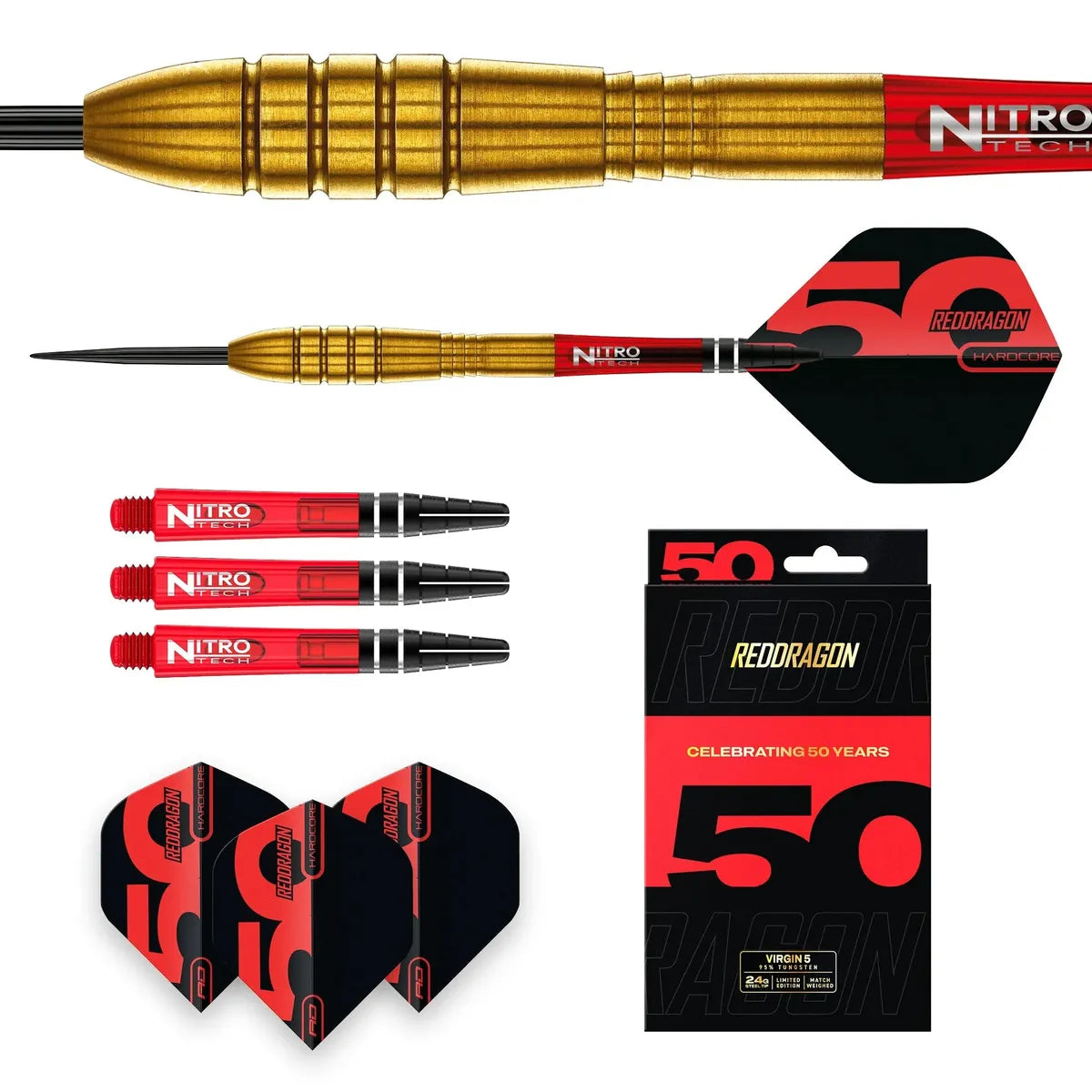 Red Dragon 50 Year Collection Golden Virgin 5 90% Tungsten Steel Tip Darts - view 5