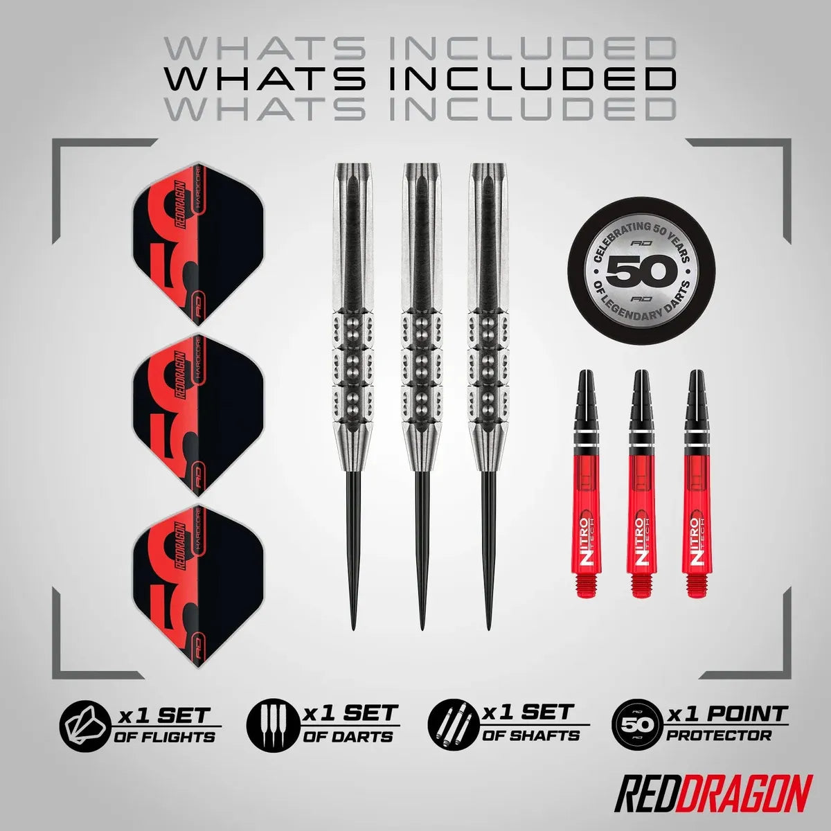 Red Dragon 50 Year Collection Hexoset 3 85% Tungsten Steel Tip Darts - view 6