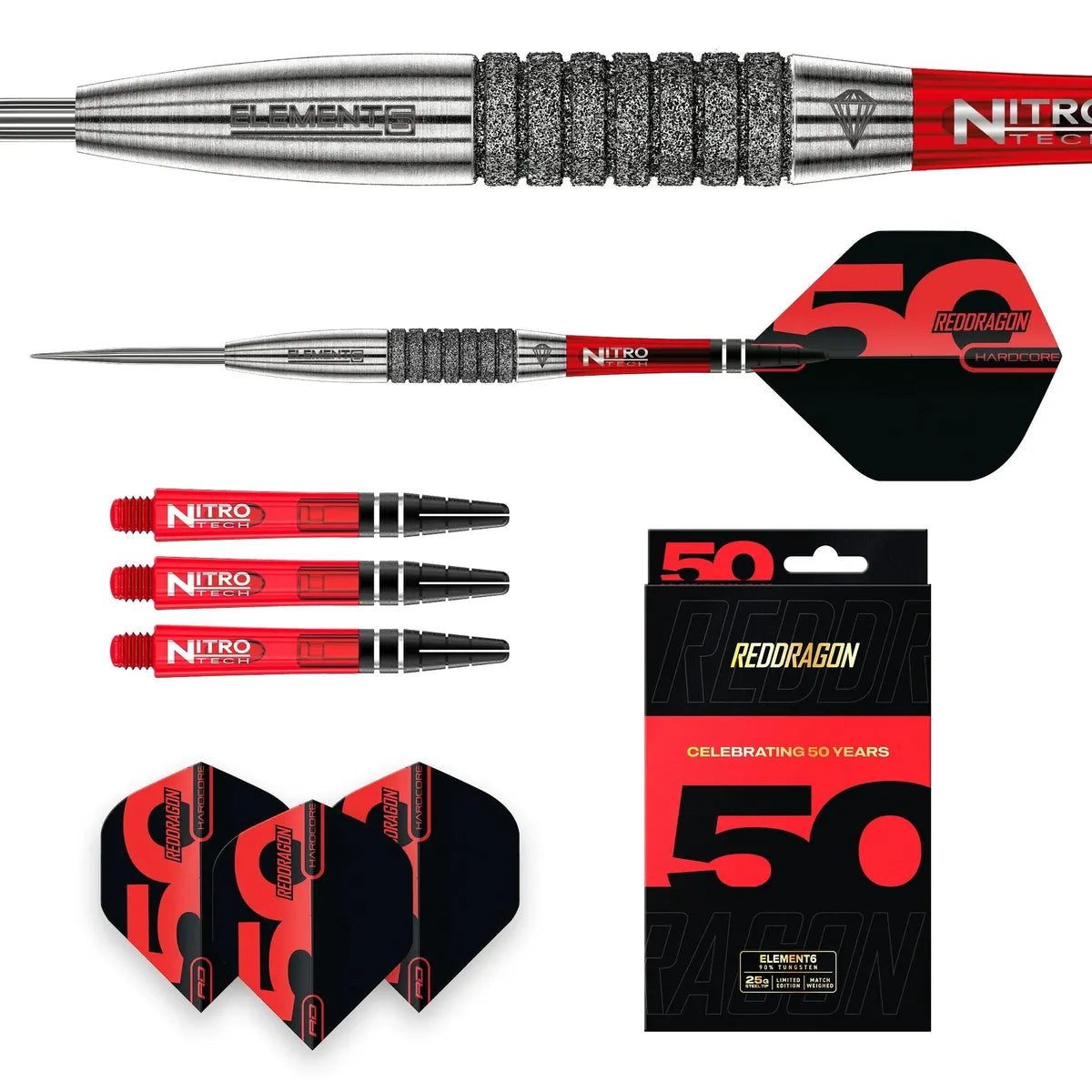 Red Dragon 50 Year Collection Element6 C 90% Tungsten Steel Tip Darts - view 5