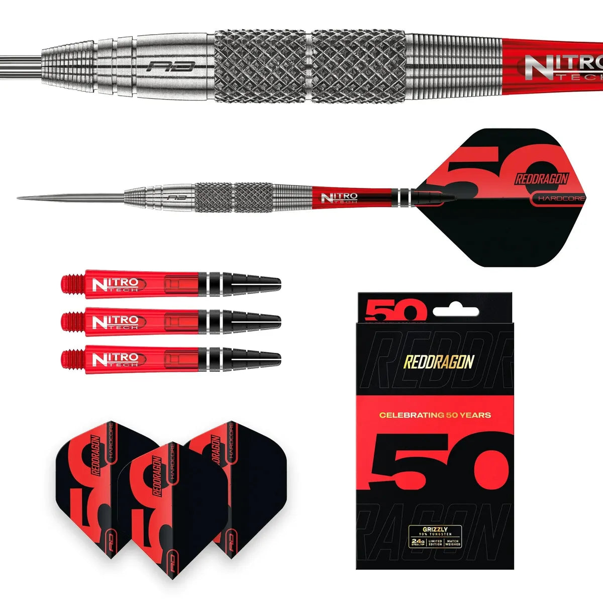 Red Dragon 50 Year Collection Grizzly 2 85% Tungsten Steel Tip Darts - view 5
