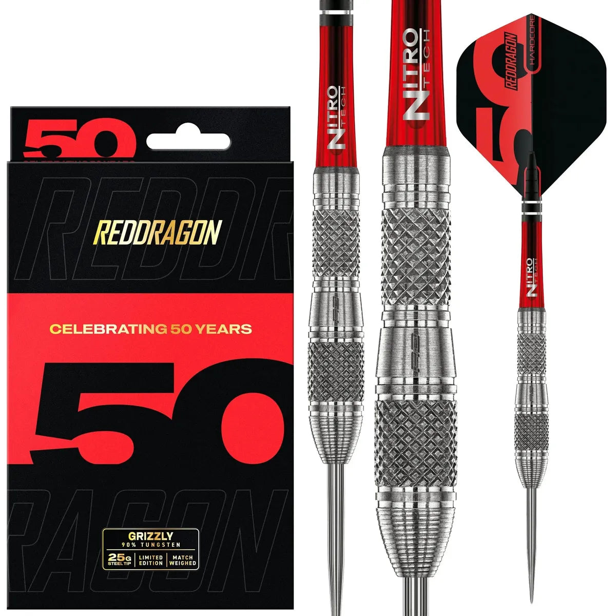 Red Dragon 50 Year Collection Grizzly 4 85% Tungsten Steel Tip Darts