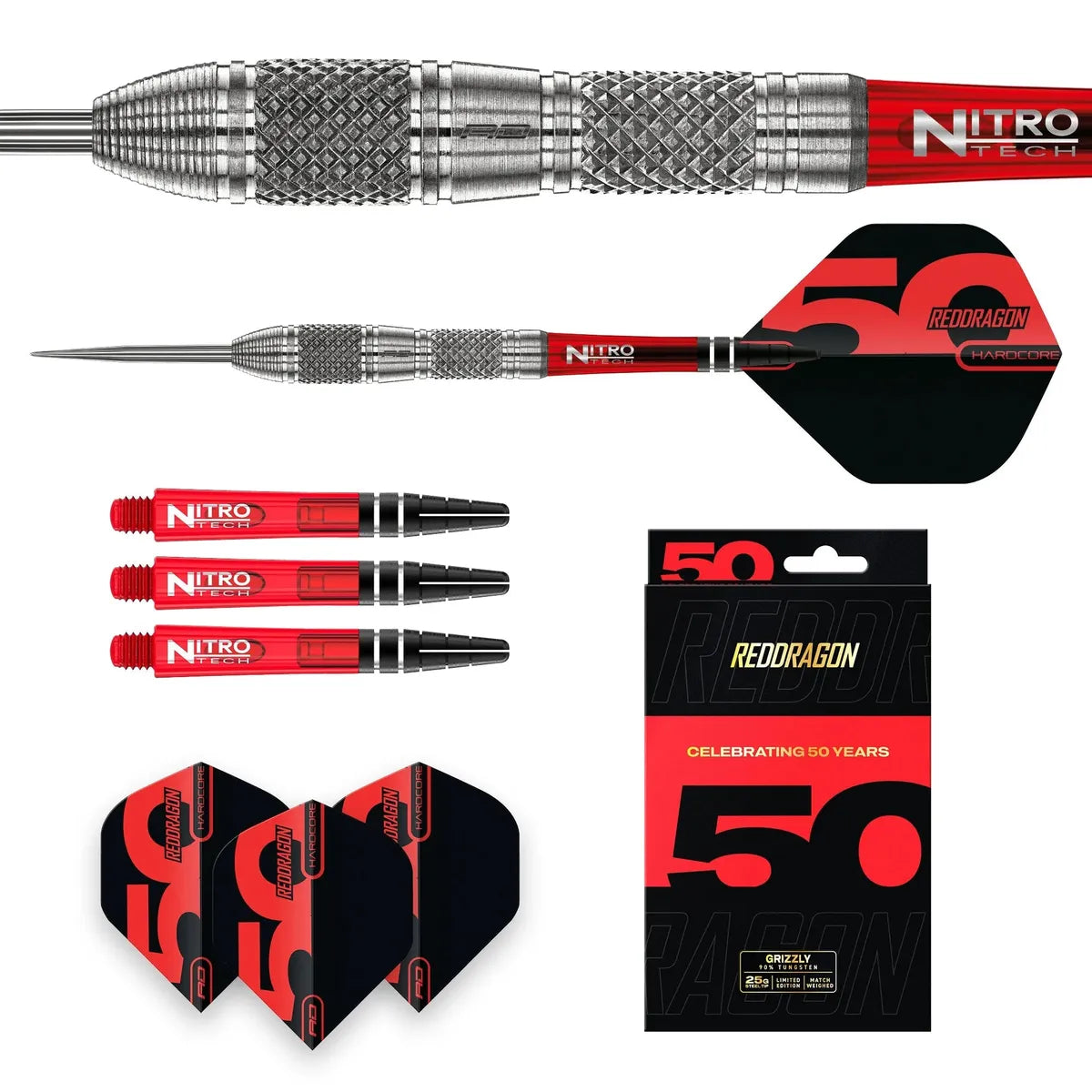 Red Dragon 50 Year Collection Grizzly 4 85% Tungsten Steel Tip Darts - view 5
