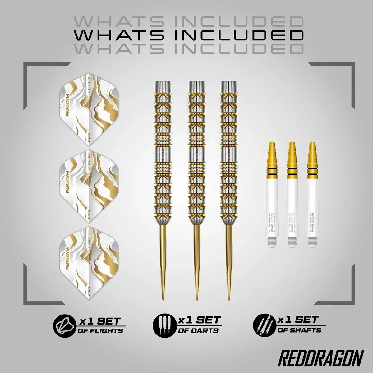 Red Dragon Paradym Gold - Parallel 90% Tungsten Steel Tip Darts - view 4