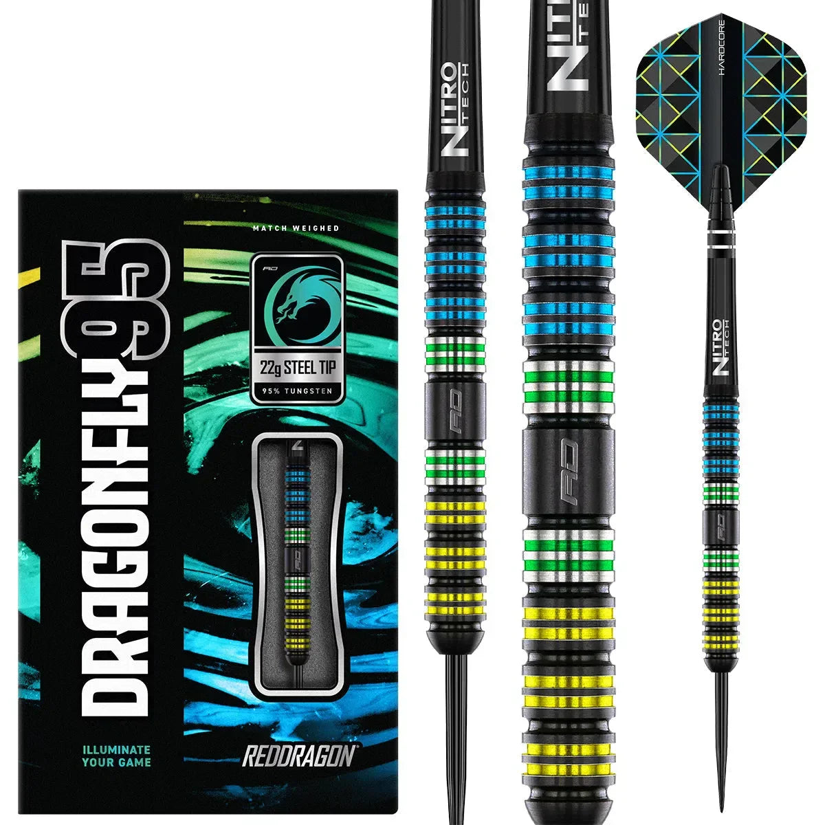 Red Dragon Dragonfly 95 Black - Parallel 95% Tungsten Steel Tip Darts