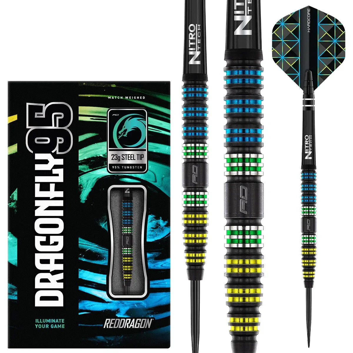 Red Dragon Dragonfly 95 Black - Tapered 95% Tungsten Steel Tip Darts