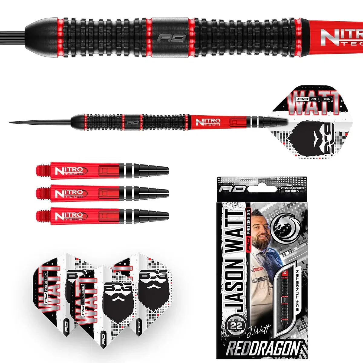 Red Dragon Jason Watt 90% Tungsten Steel Tip Darts - view 3