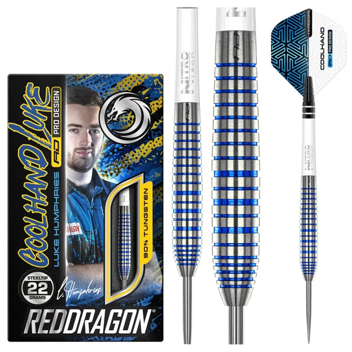 Red Dragon Luke Humphries TX3 Cool Blue SE 90% Tungsten Steel Tip Darts