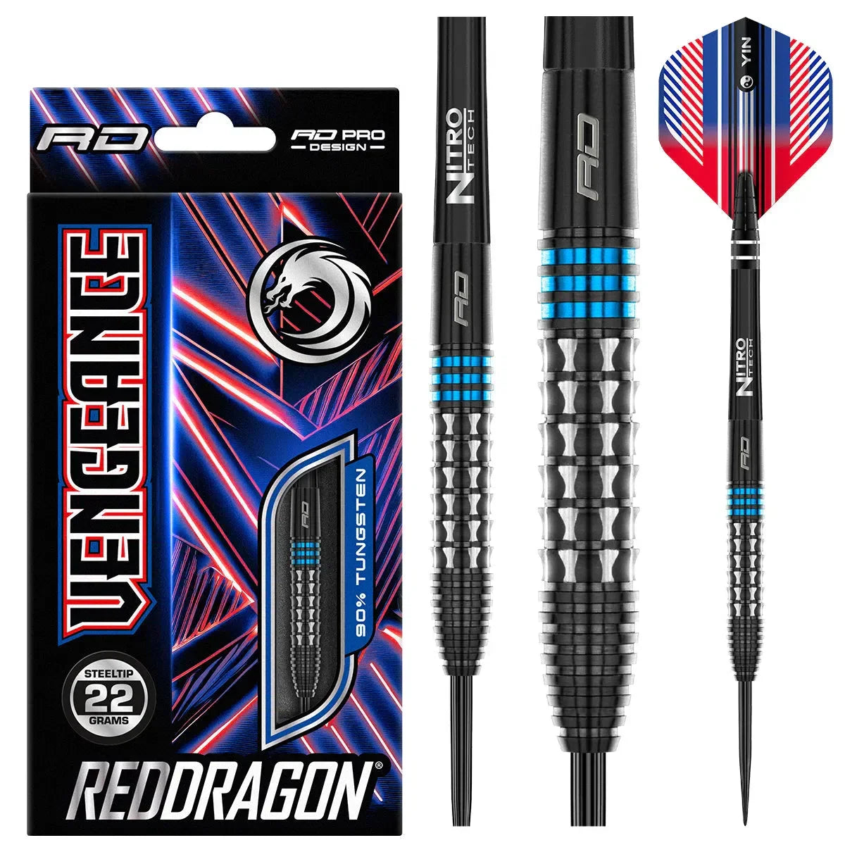 Red Dragon Vengeance Blue 90% Tungsten Steel Tip Darts