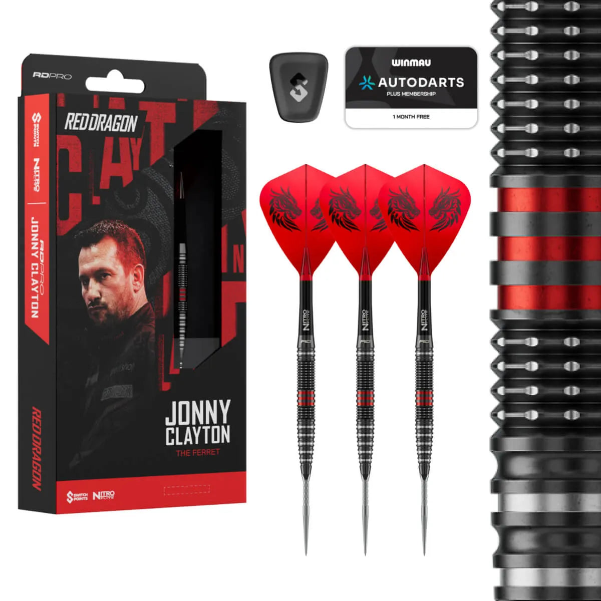 Red Dragon Jonny Clayton RD-PRO SP 90% Tungsten Steel Tip Darts - view 2