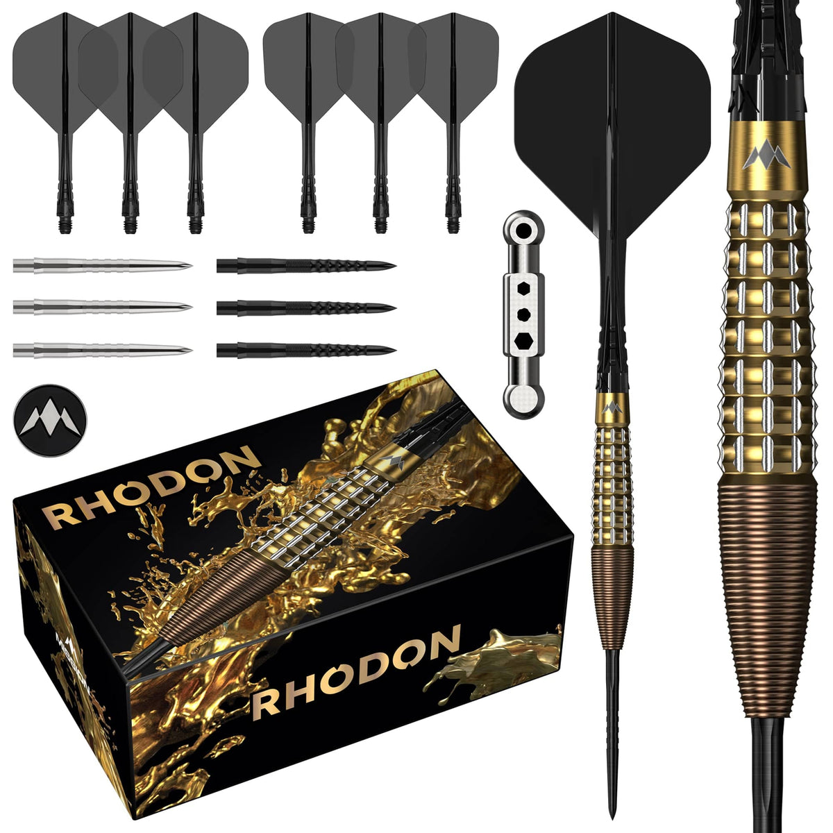 Mission Rhodon 95% Tungsten Steel Tip Darts - Bronze & Gold PVD