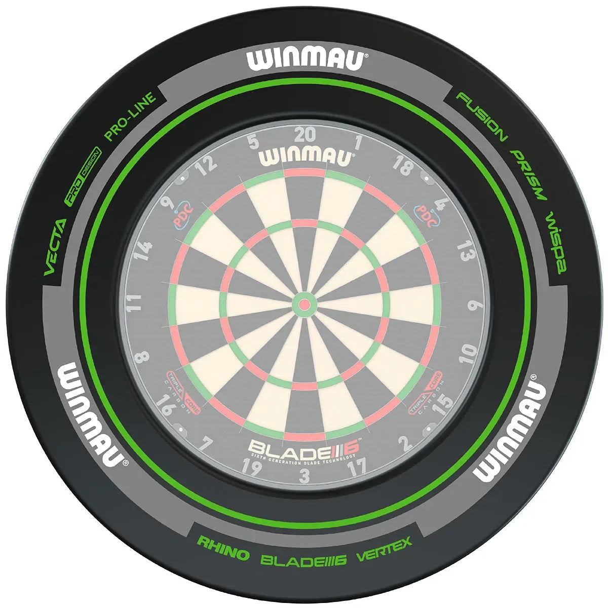 Winmau Advance Black & Green Dartboard Surround - view 2