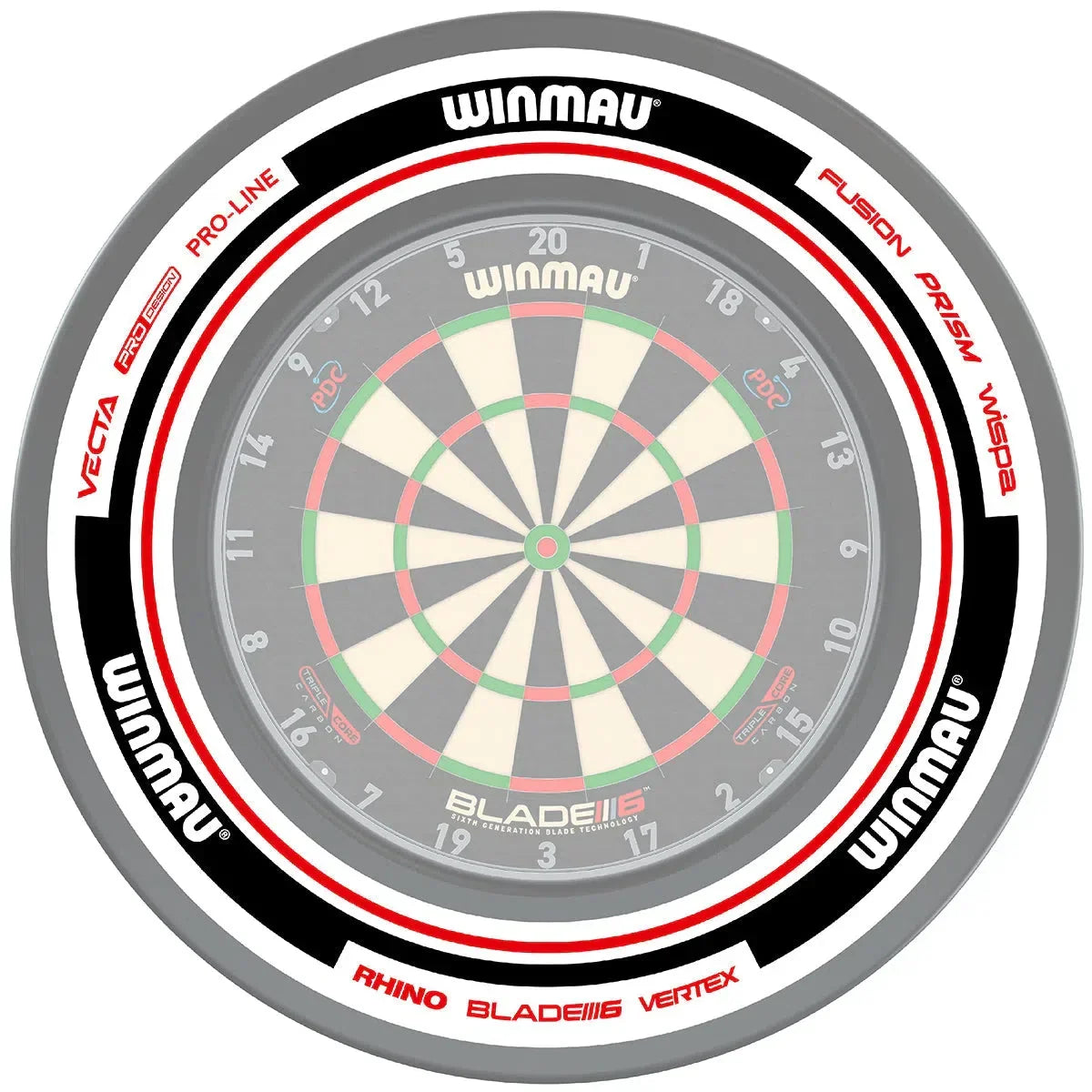 Winmau Advance White & Red Dartboard Surround - view 3
