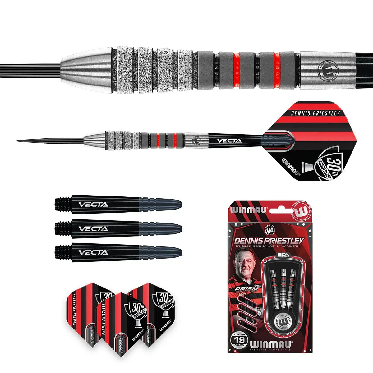 Winmau Dennis Priestley Diamond 3-Zero 90% Tungsten Steel Tip Darts - view 3