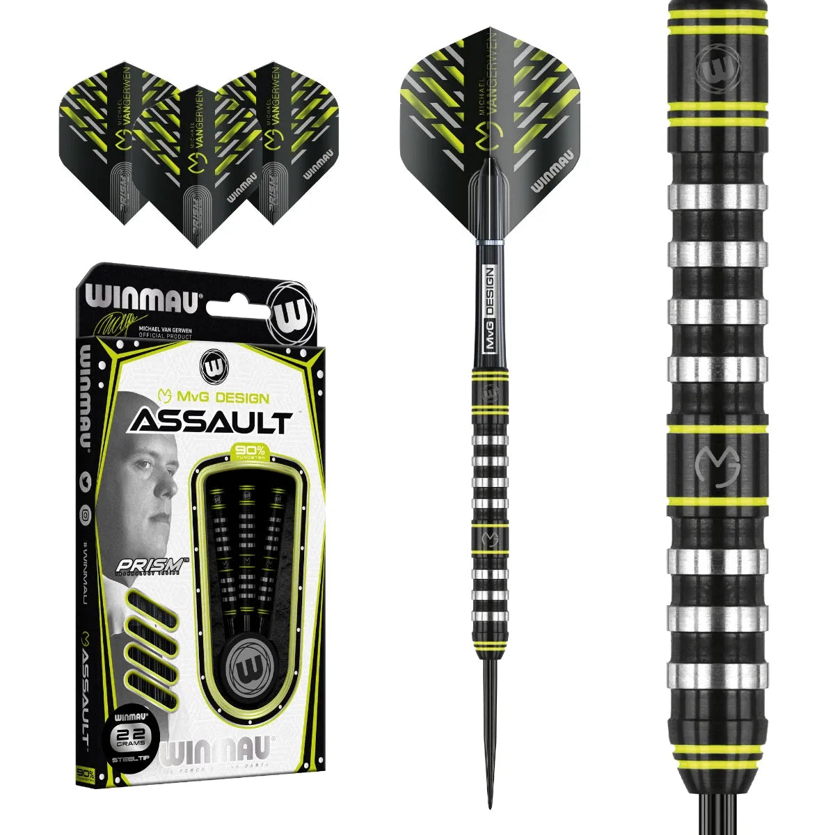 Winmau MvG Assault 90% Tungsten Steel Tip Darts