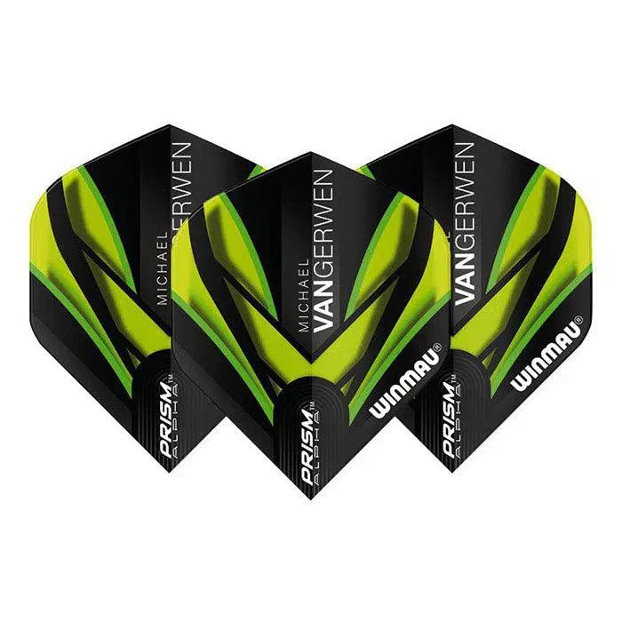 Winmau Prism Alpha MvG Extra Thick Standard Black & Green Flights - 6915-145