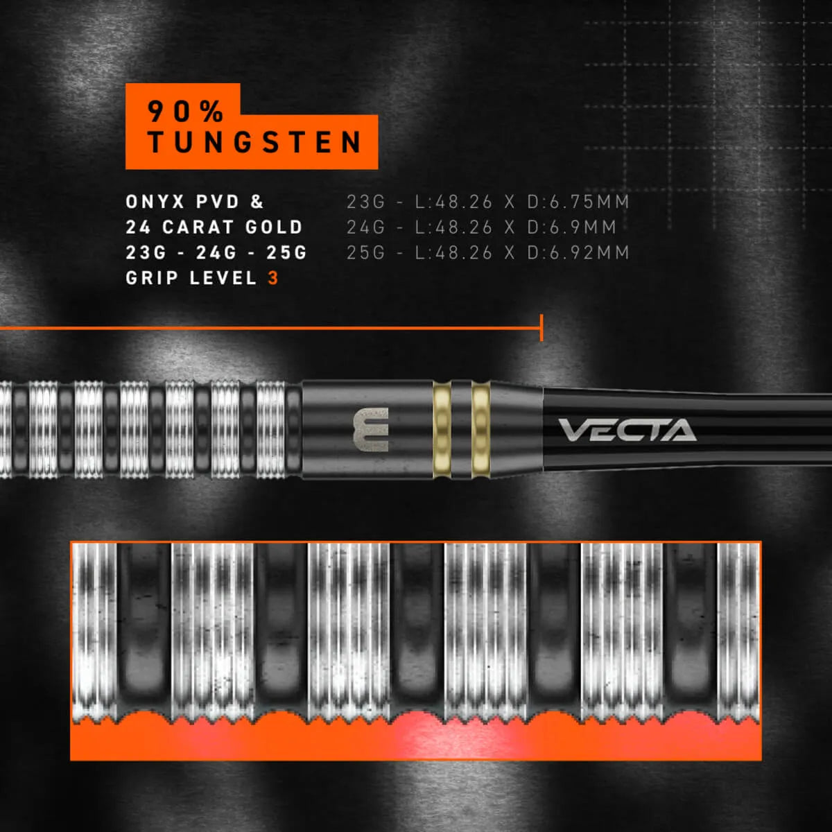Winmau Gian van Veen TS SP 90% Tungsten Steel Tip Darts - view 5