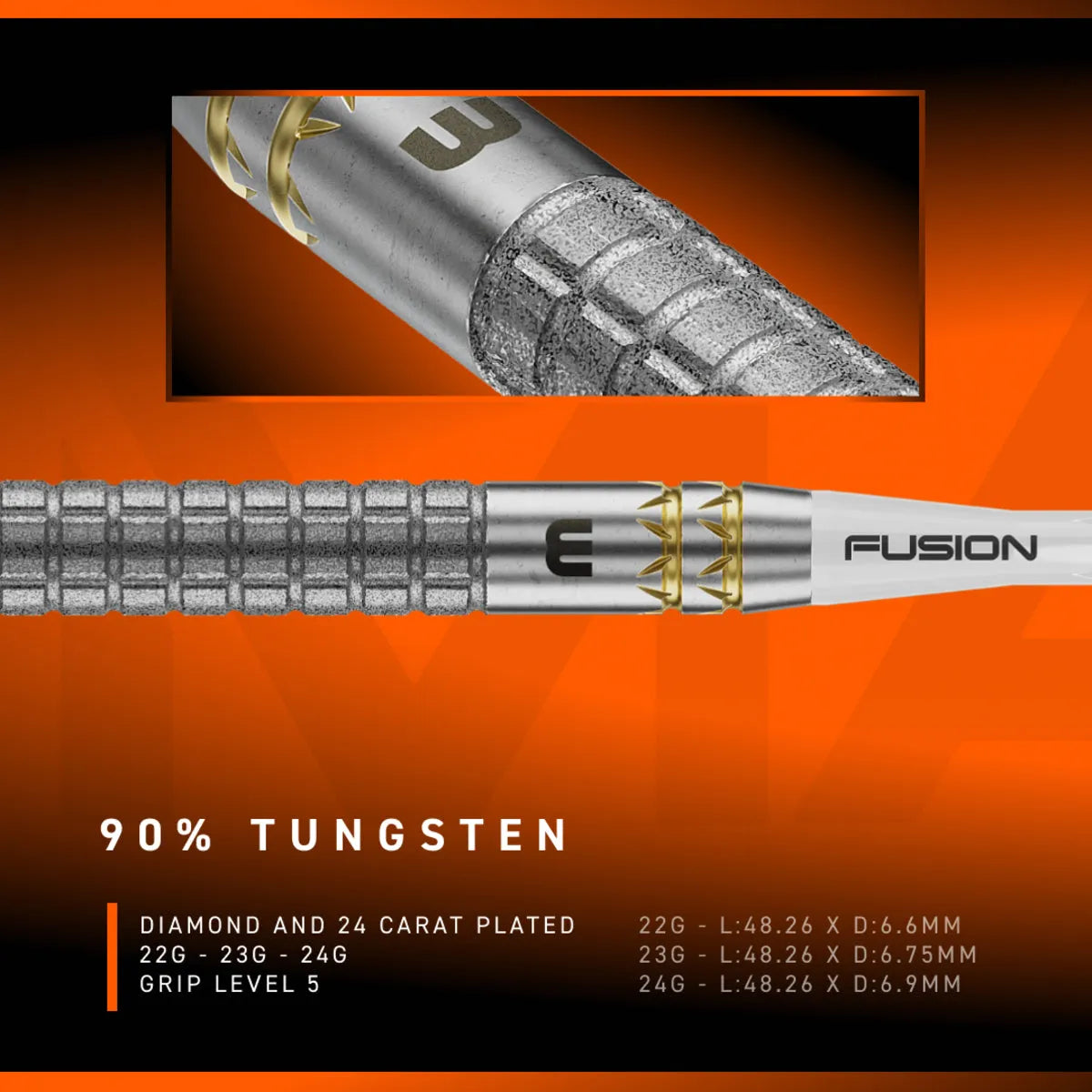 Winmau Gian van Veen W-Max SP 90% Tungsten Steel Tip Darts - view 6