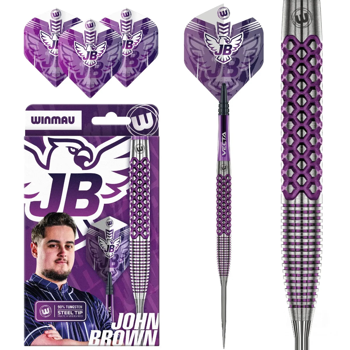 Winmau John Brown Signature Edition 90% Tungsten Steel Tip Darts