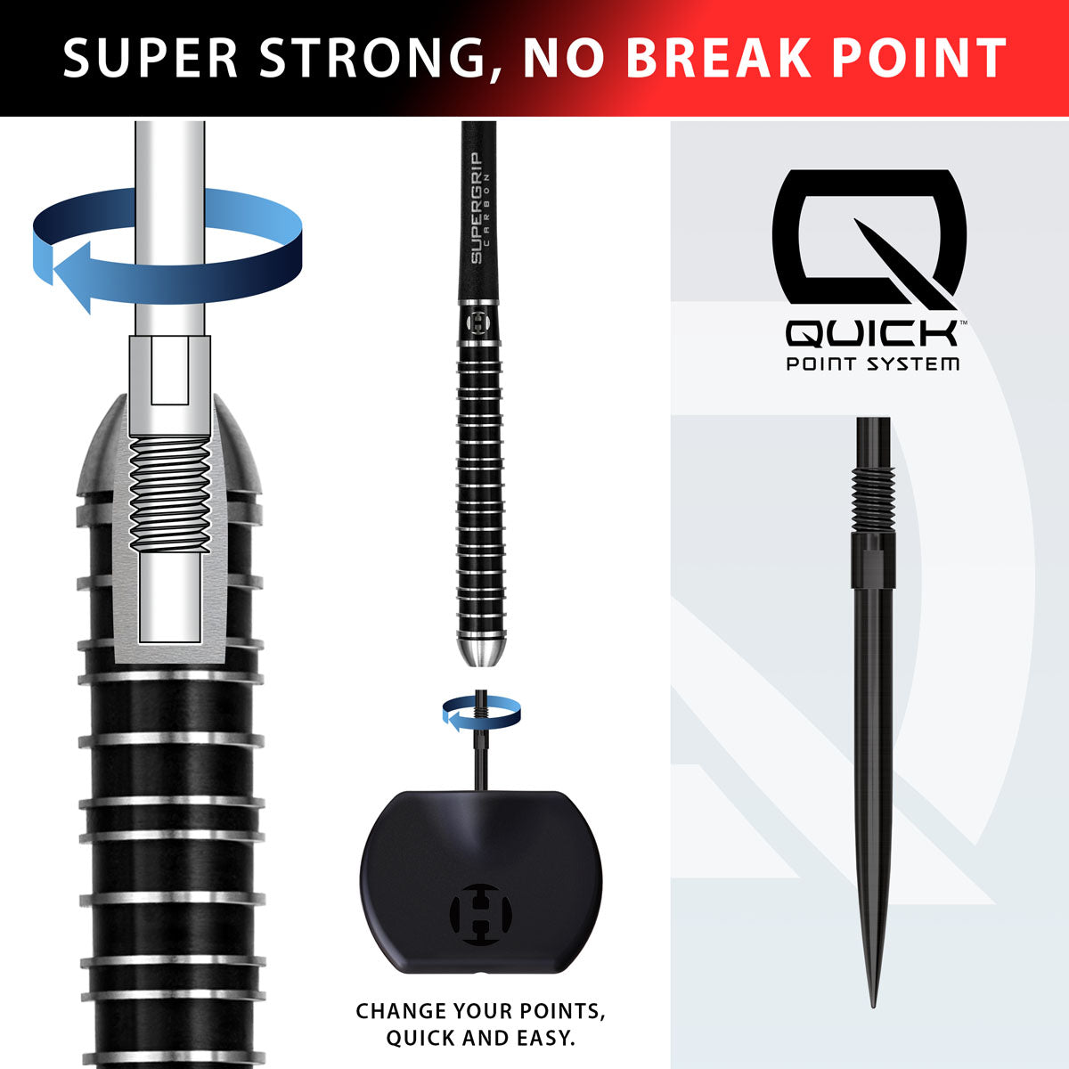 Harrows Supergrip Ultra Quick Point 90% Tungsten Steel Tip Darts - view 2