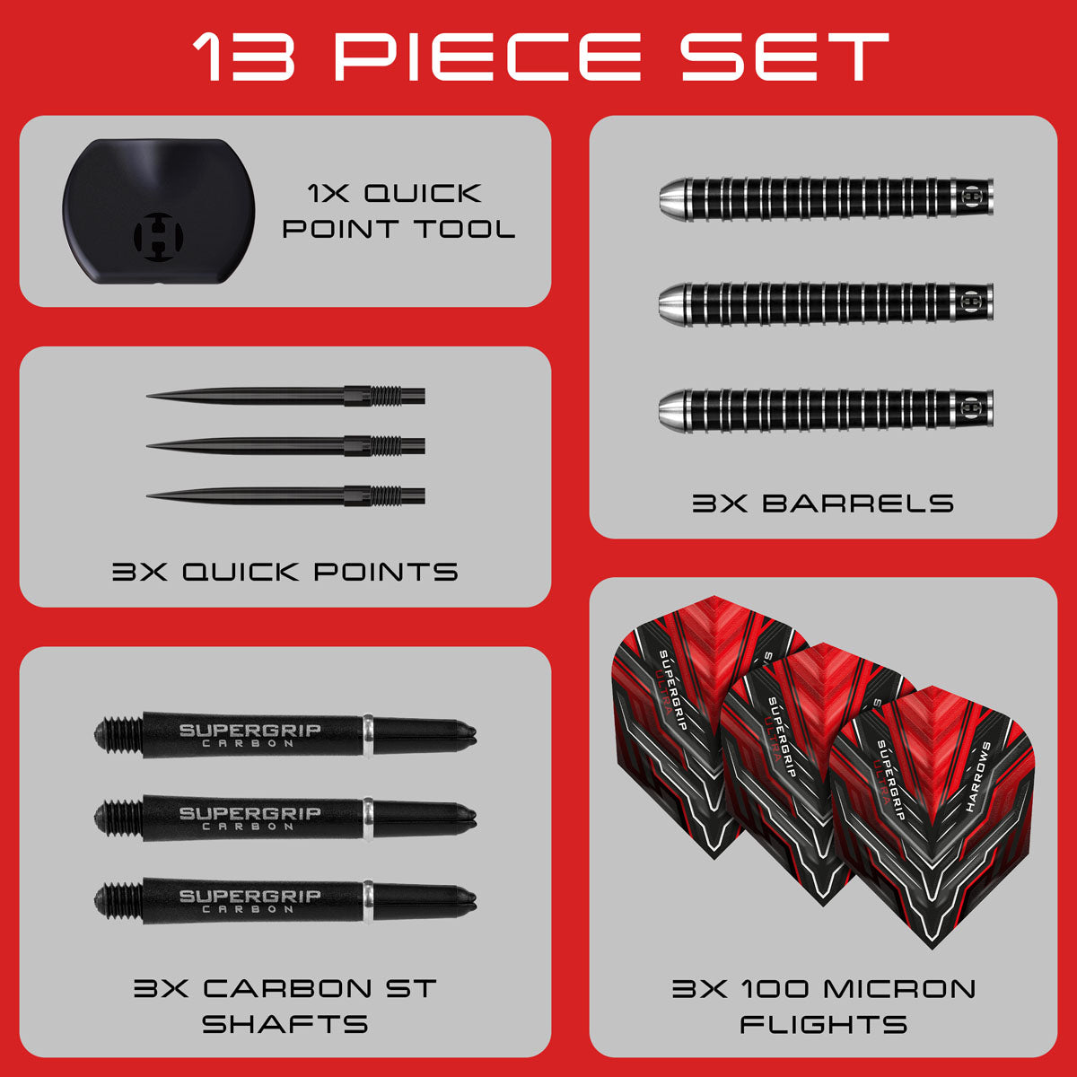 Harrows Supergrip Ultra Quick Point 90% Tungsten Steel Tip Darts - view 6