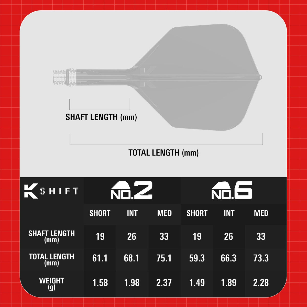Target K-Shift Black Shape/No.6 Medium Flights - 7