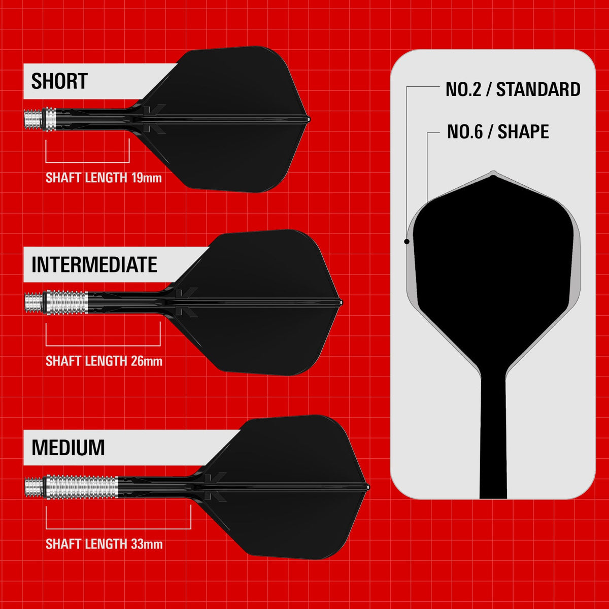 Target K-Shift Black Shape/No.6 Medium Flights - 6