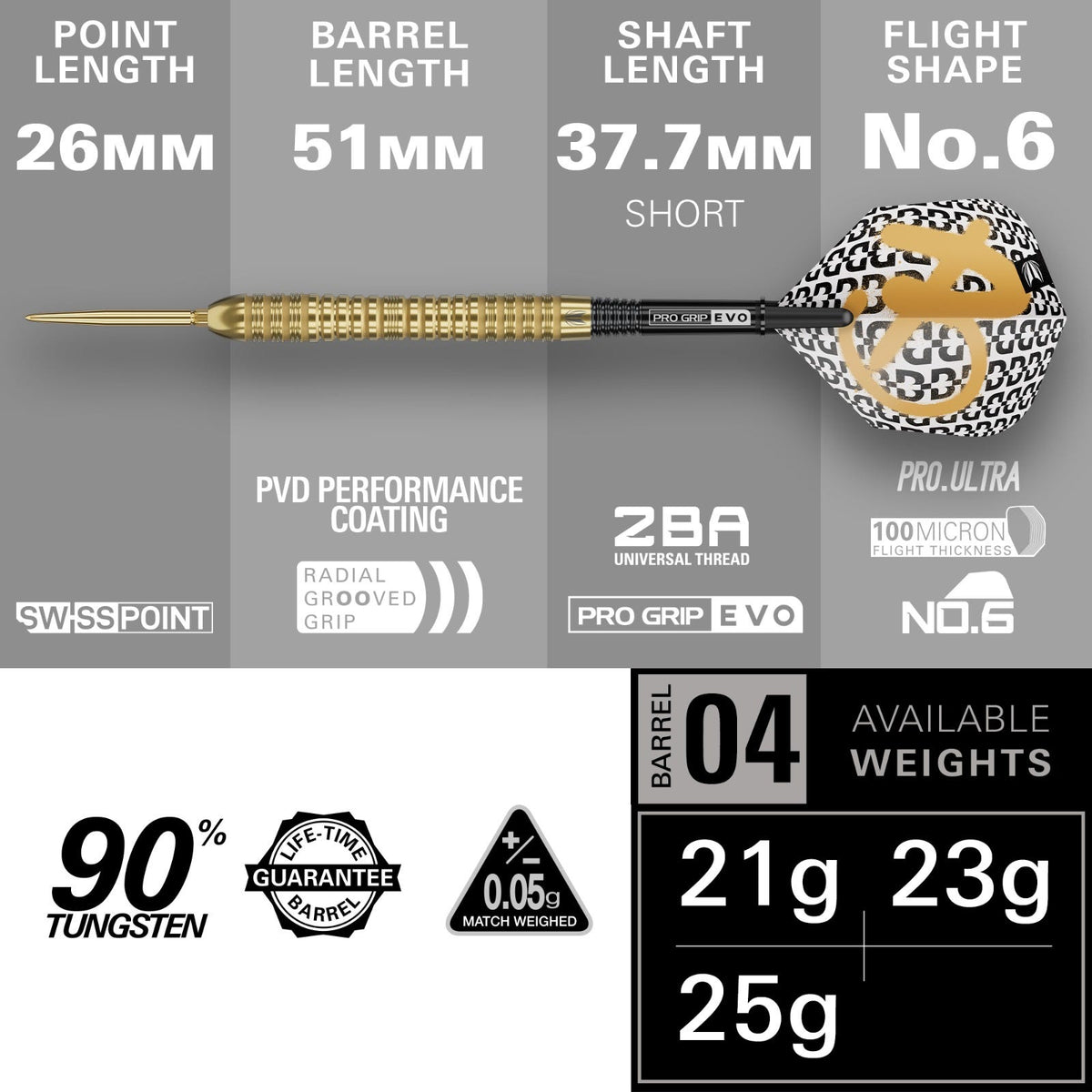 Target Bolide Envy 04 90% Steel Tip Darts - 3