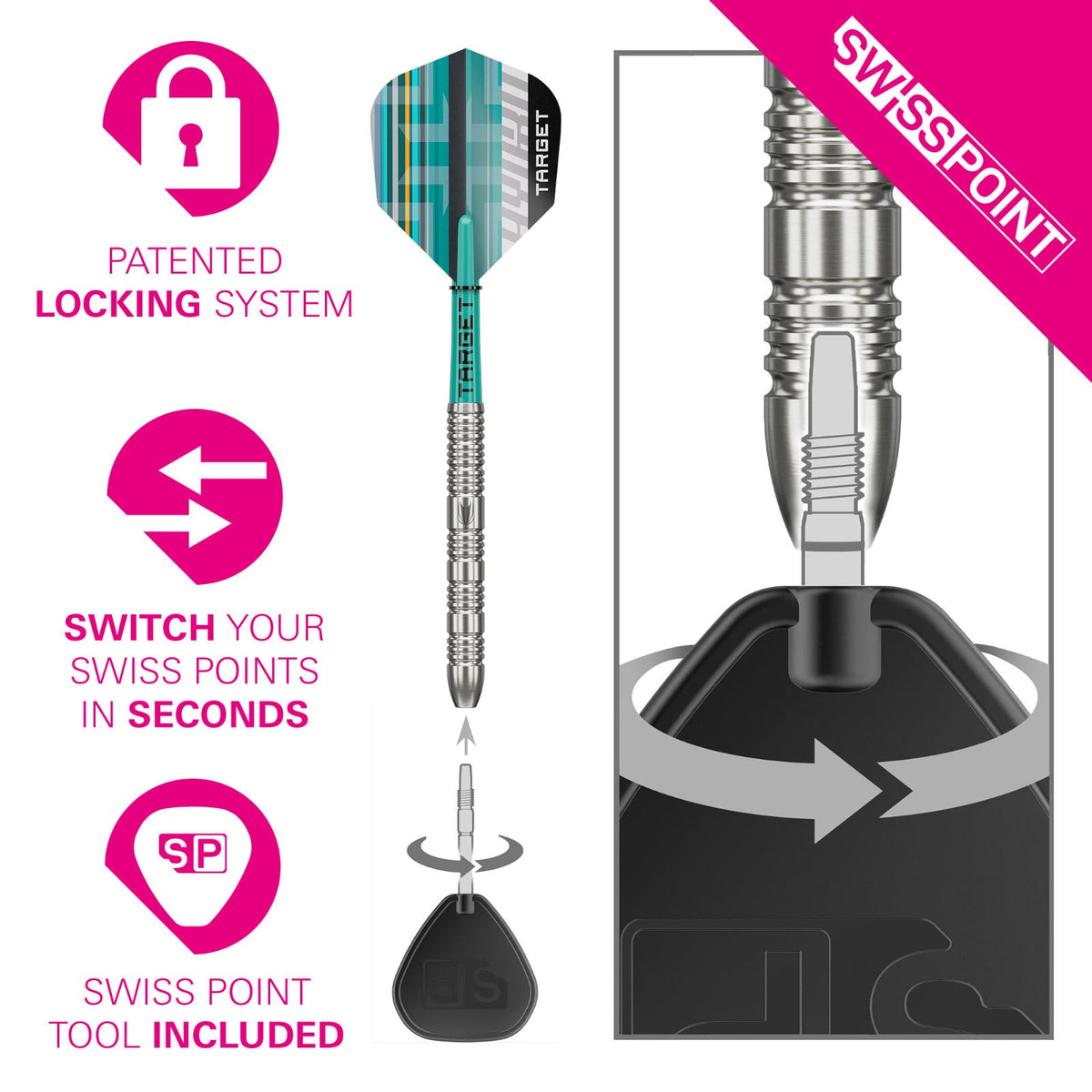Target Hydro 90% 02 Steel Tip Darts - 4