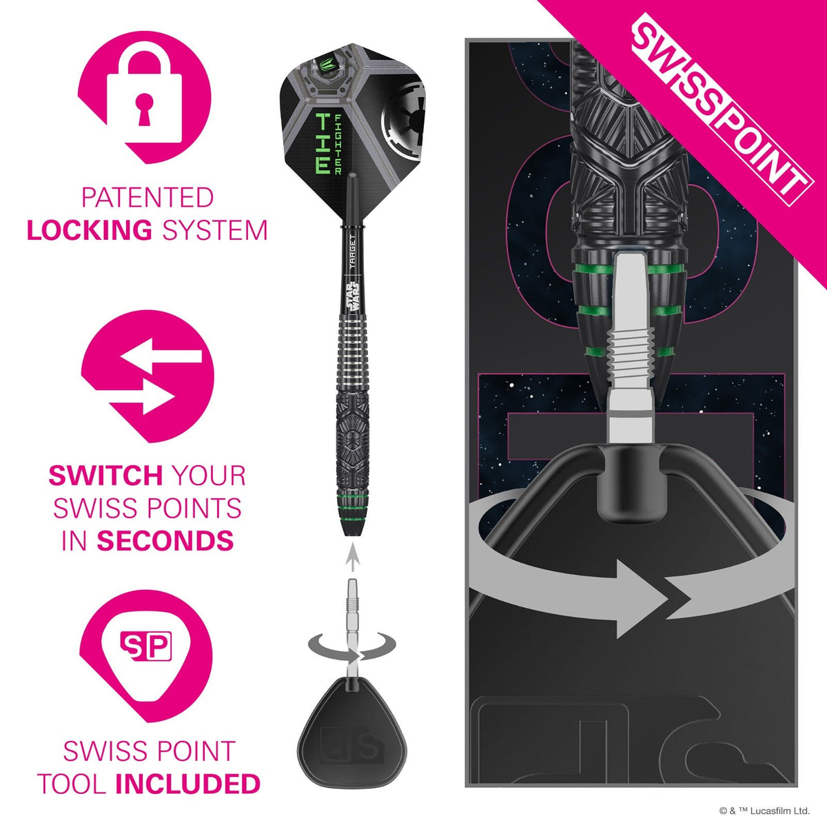 Target Star Wars Tie Fighter 90% Steel Tip Darts - 4