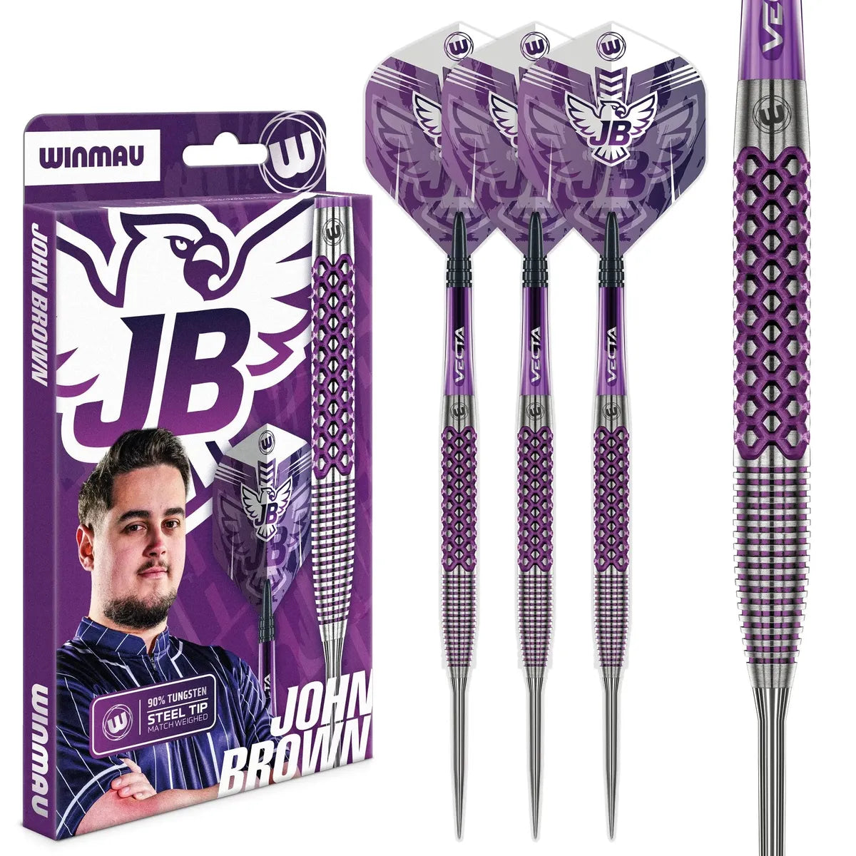 Winmau John Brown Signature Edition 90% Tungsten Steel Tip Darts - view 6