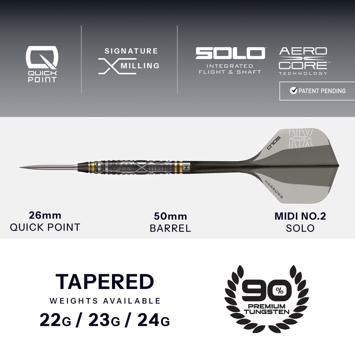 Harrows NX Luxe Tapered QP 90% Tungsten Steel Tip Darts - view 4