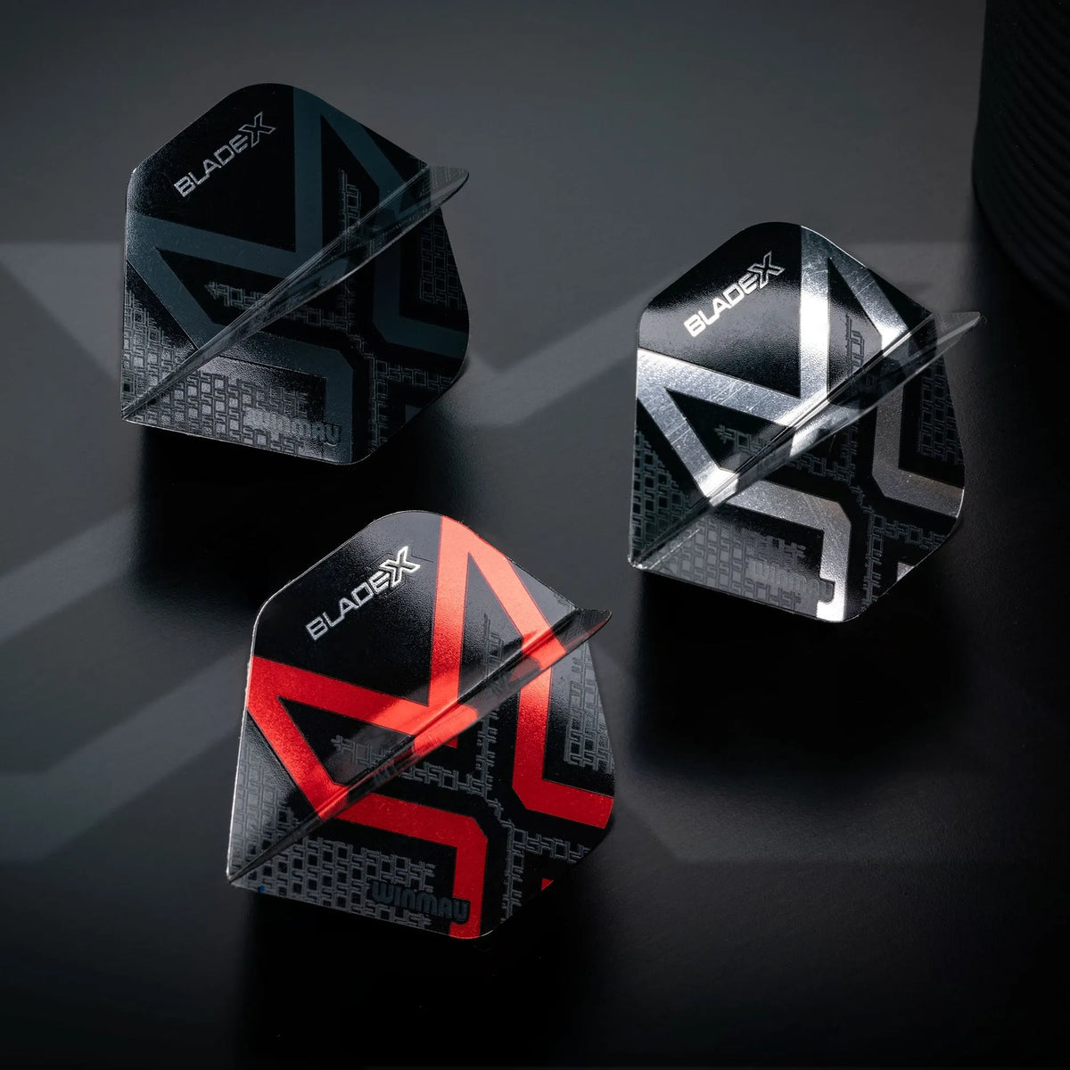 Winmau Prism Delta Metallic Black & Silver Premium Standard Dart Flights - Blue - view 6