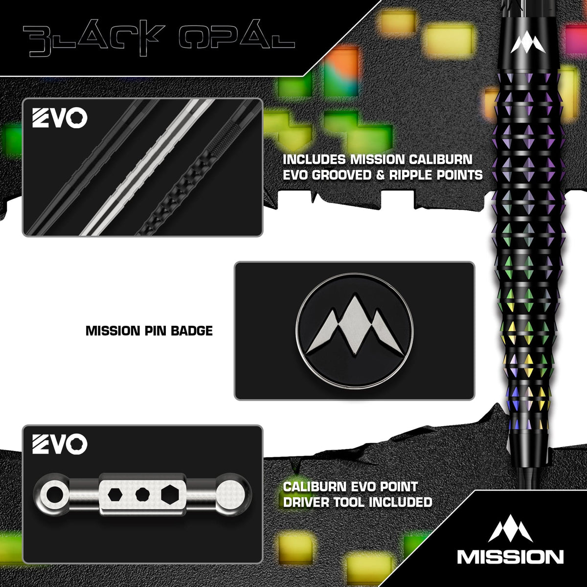 Mission Black Opal 95% Tungsten Steel Tip Darts - view 5