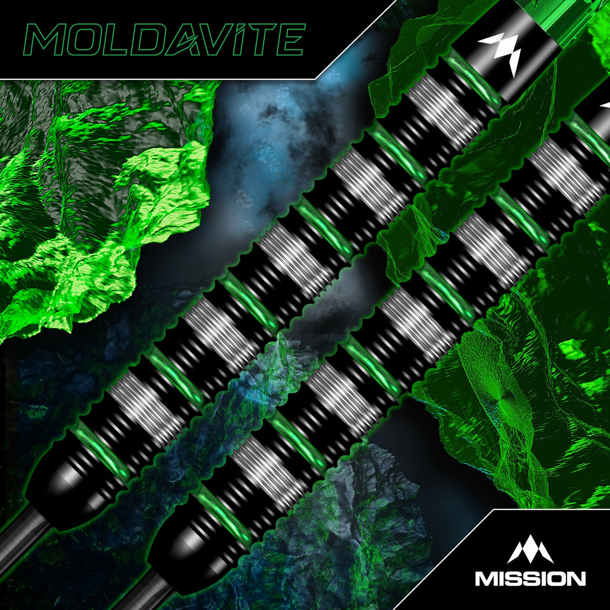 Mission Moldavite 95% Tungsten Steel Tip Darts - Black & Green - view 3