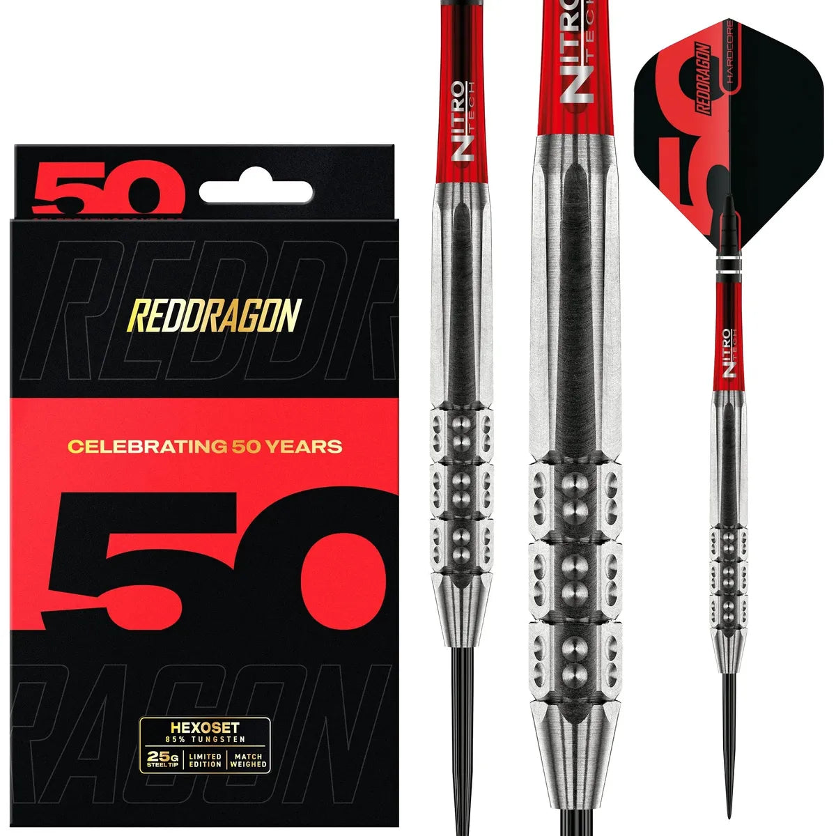 Red Dragon 50 Year Collection Hexoset 3 85% Tungsten Steel Tip Darts