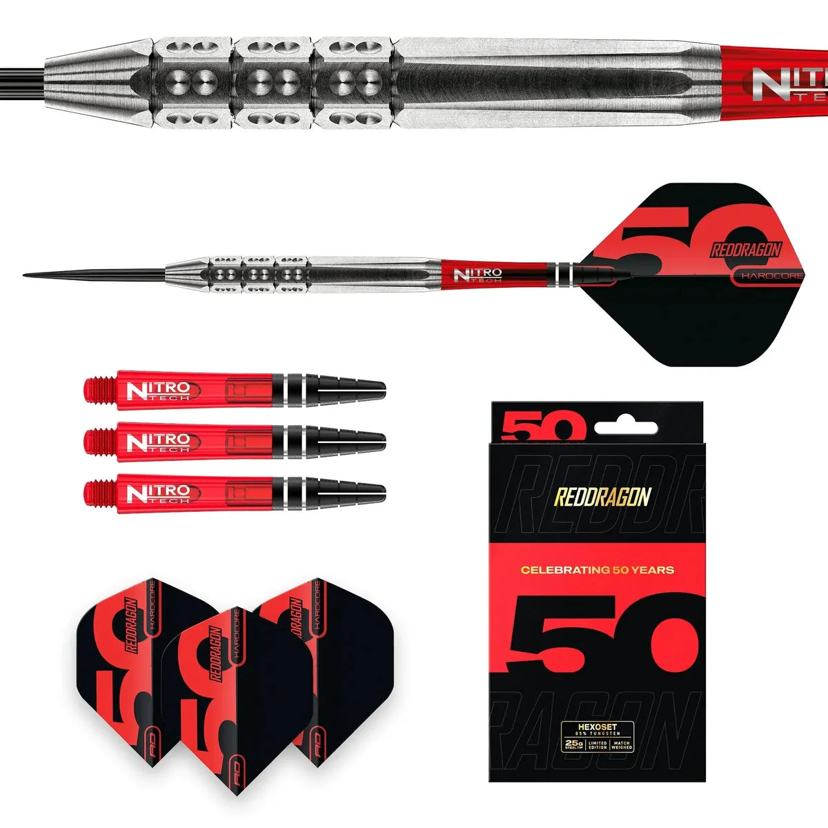 Red Dragon 50 Year Collection Hexoset 3 85% Tungsten Steel Tip Darts - view 5