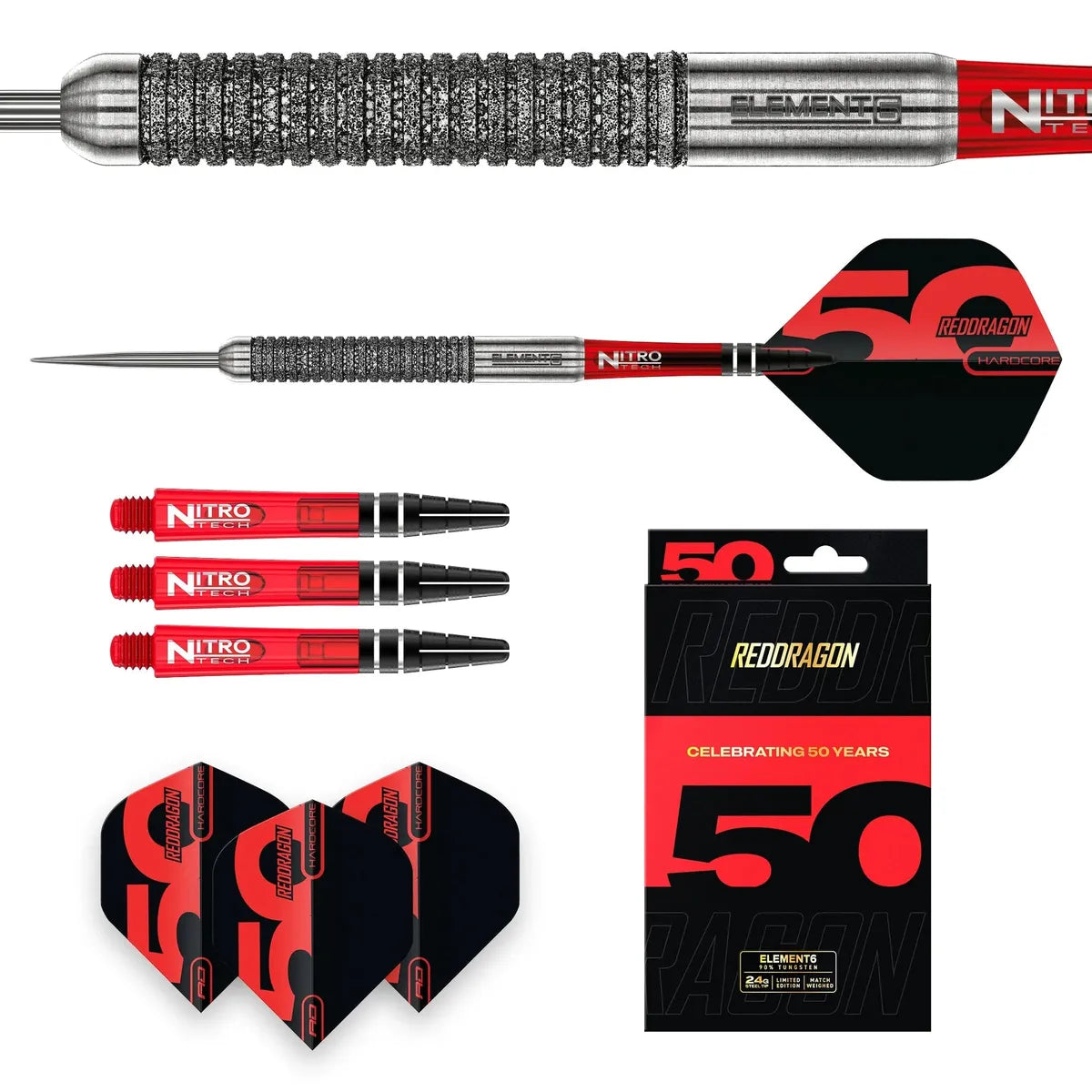 Red Dragon 50 Year Collection Element6 B 90% Tungsten Steel Tip Darts - view 5