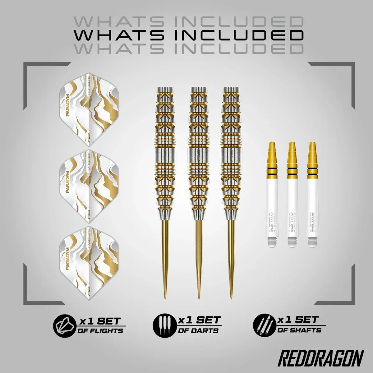 Red Dragon Paradym Gold - Torpedo 90% Tungsten Steel Tip Darts - view 4